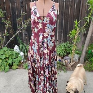 Trashy Diva Burgundy and Blue Floral Dress
